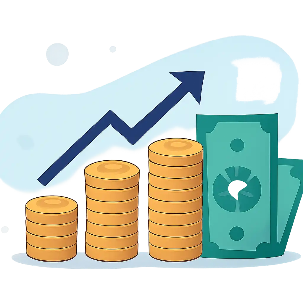 Coins stack and rupee notes: 92 Game earnings illustration
