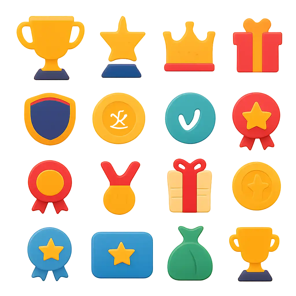 Trophy and reward icons: 92 Game bonuses graphic